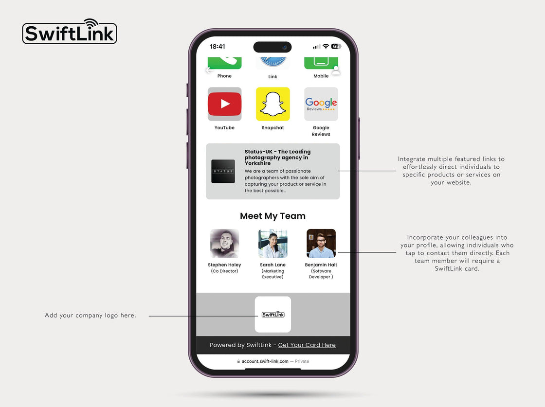Hybrid | NFC Business Card | Custom Branded | Classic Silver – SwiftLink